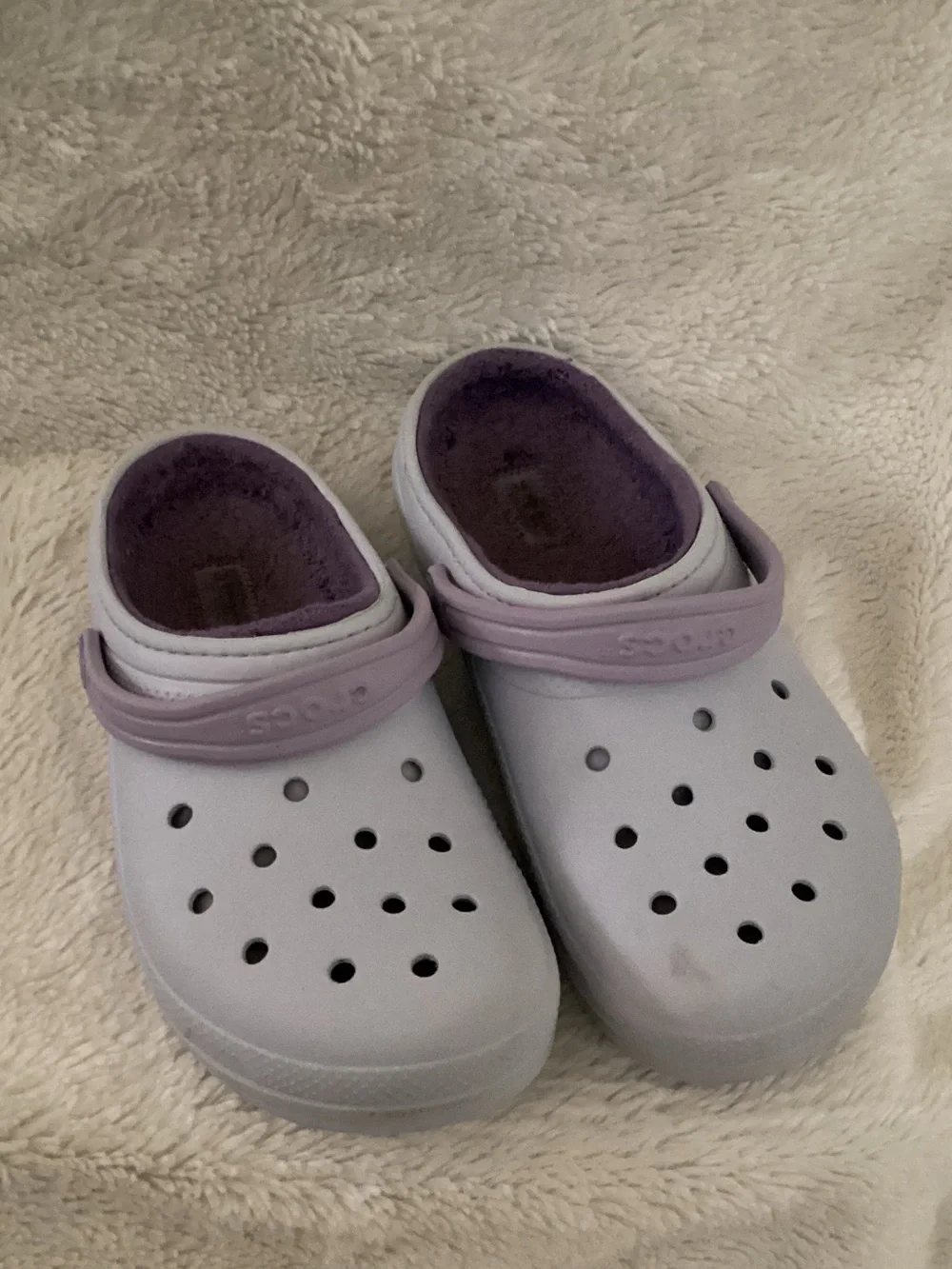 Lavender Crocs Classic Lined Clogs Sz J5